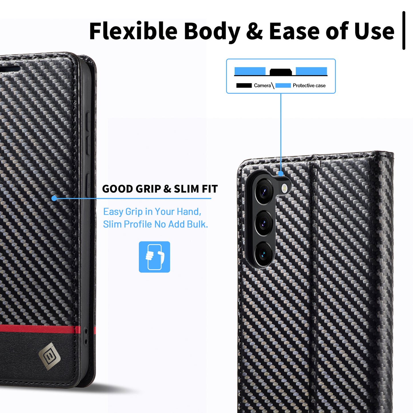 LC.IMEEKE For Samsung Galaxy S24 Case TPU+PU Leather Drop-proof Smart Phone Wallet Cover - Horizontal Stripe