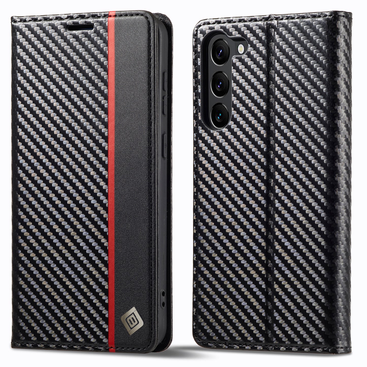LC.IMEEKE For Samsung Galaxy S24 Case TPU+PU Leather Drop-proof Smart Phone Wallet Cover - Vertical Stripe