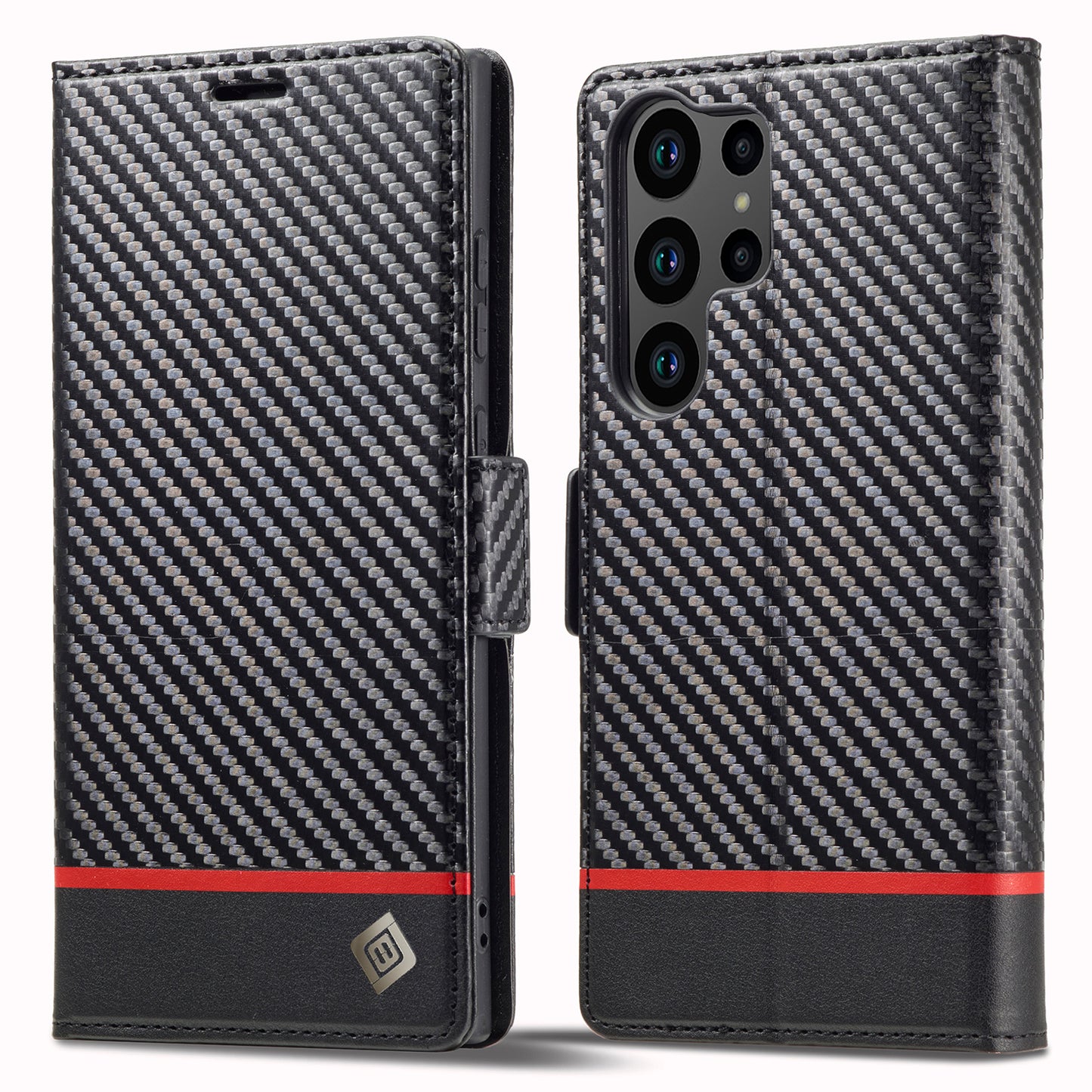 LC.IMEEKE For Samsung Galaxy S24 Ultra Case Carbon Fiber Texture Anti-drop Phone Guard Cover - Horizontal Stripe