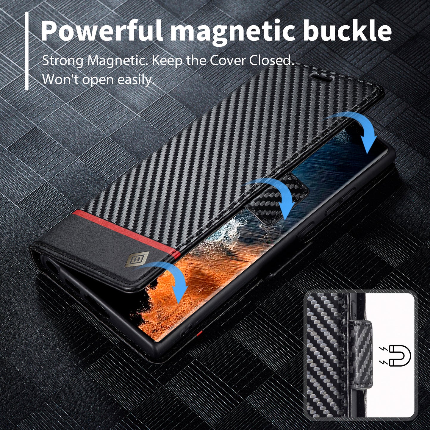LC.IMEEKE For Samsung Galaxy S24 Ultra Case Carbon Fiber Texture Anti-drop Phone Guard Cover - Horizontal Stripe