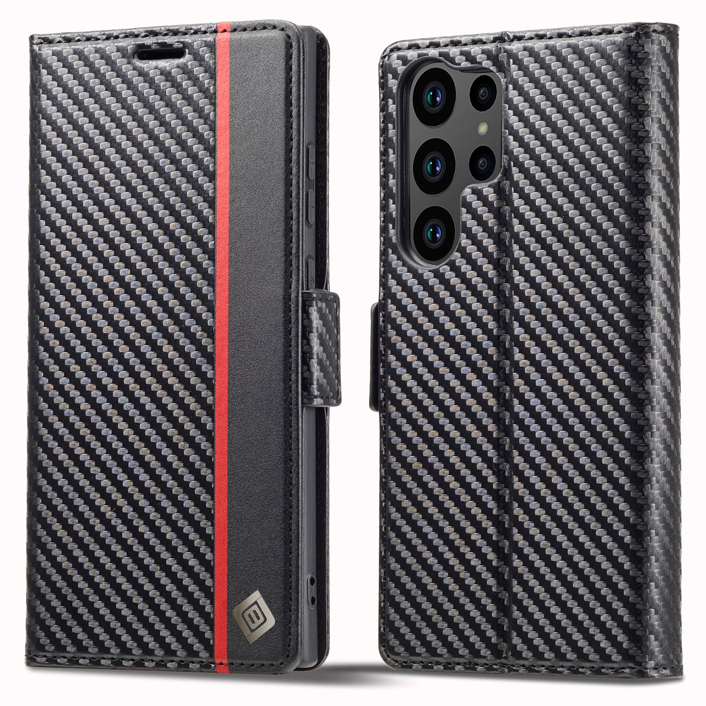 LC.IMEEKE For Samsung Galaxy S24 Ultra Case Carbon Fiber Texture Anti-drop Phone Guard Cover - Vertical Stripe