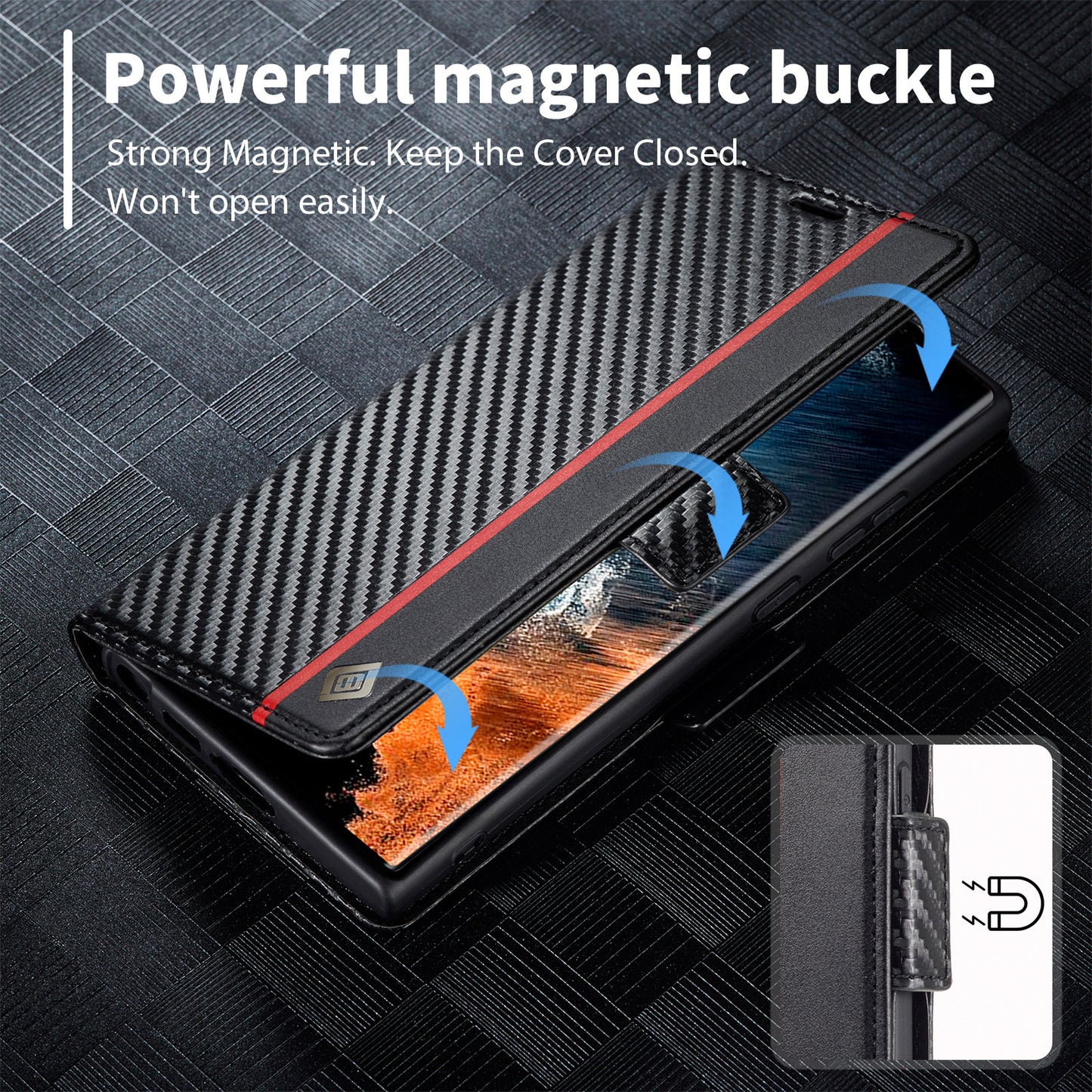 LC.IMEEKE For Samsung Galaxy S24 Ultra Case Carbon Fiber Texture Anti-drop Phone Guard Cover - Vertical Stripe