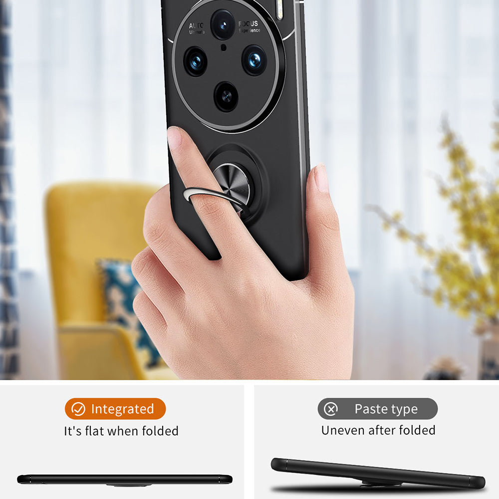 For vivo X100 Pro 5G Case Flexible TPU Phone Protective Cover with Ring Kickstand - Blue