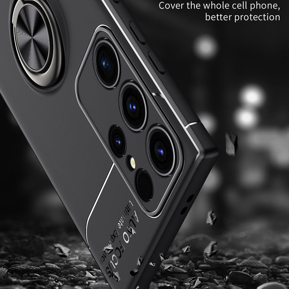 For Samsung Galaxy S24 Ultra Case Shockproof TPU Kickstand Phone Back Shell - Black