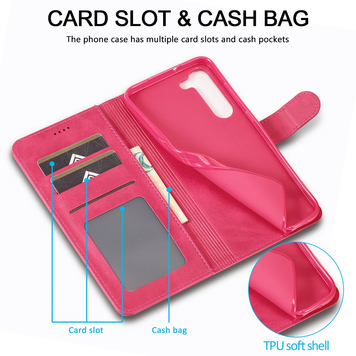 LC.IMEEKE For Samsung Galaxy S24 Case Anti-drop Leather Wallet Phone Cover - Rose