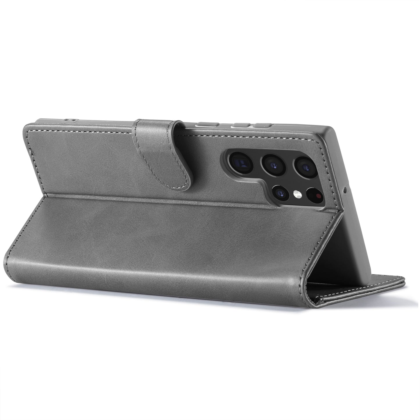LC.IMEEKE For Samsung Galaxy S24 Ultra Case Drop-resistant Stand Leather Phone Shell Cover - Grey
