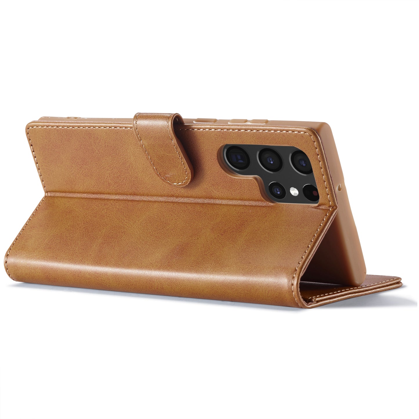 LC.IMEEKE For Samsung Galaxy S24 Ultra Case Drop-resistant Stand Leather Phone Shell Cover - Yellow