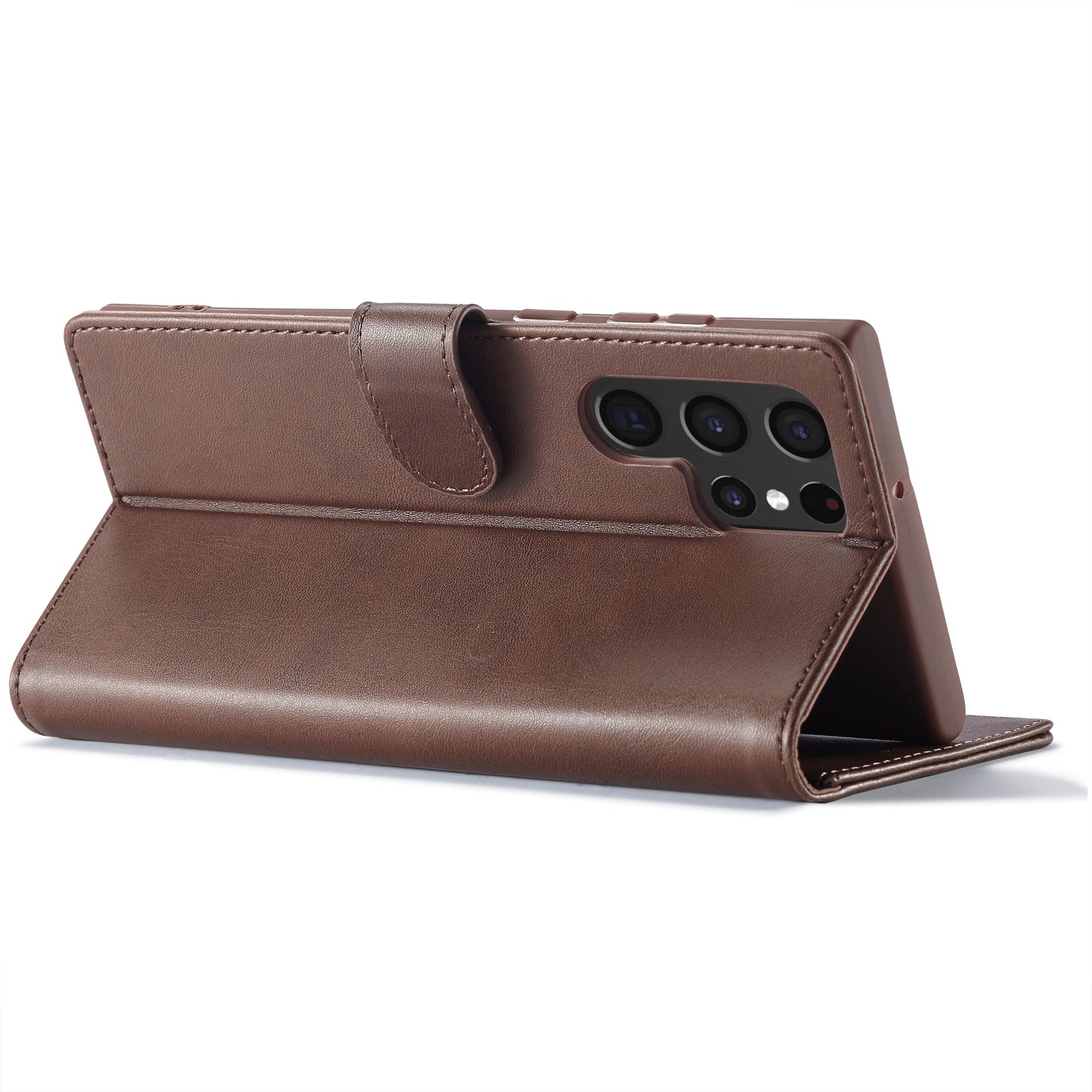 LC.IMEEKE For Samsung Galaxy S24 Ultra Case Drop-resistant Stand Leather Phone Shell Cover - Brown
