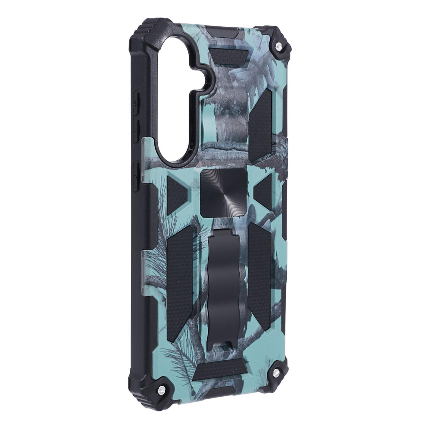 For Samsung Galaxy S24+ Case Camouflage Pattern Kickstand Protective Phone Cover - Light Green