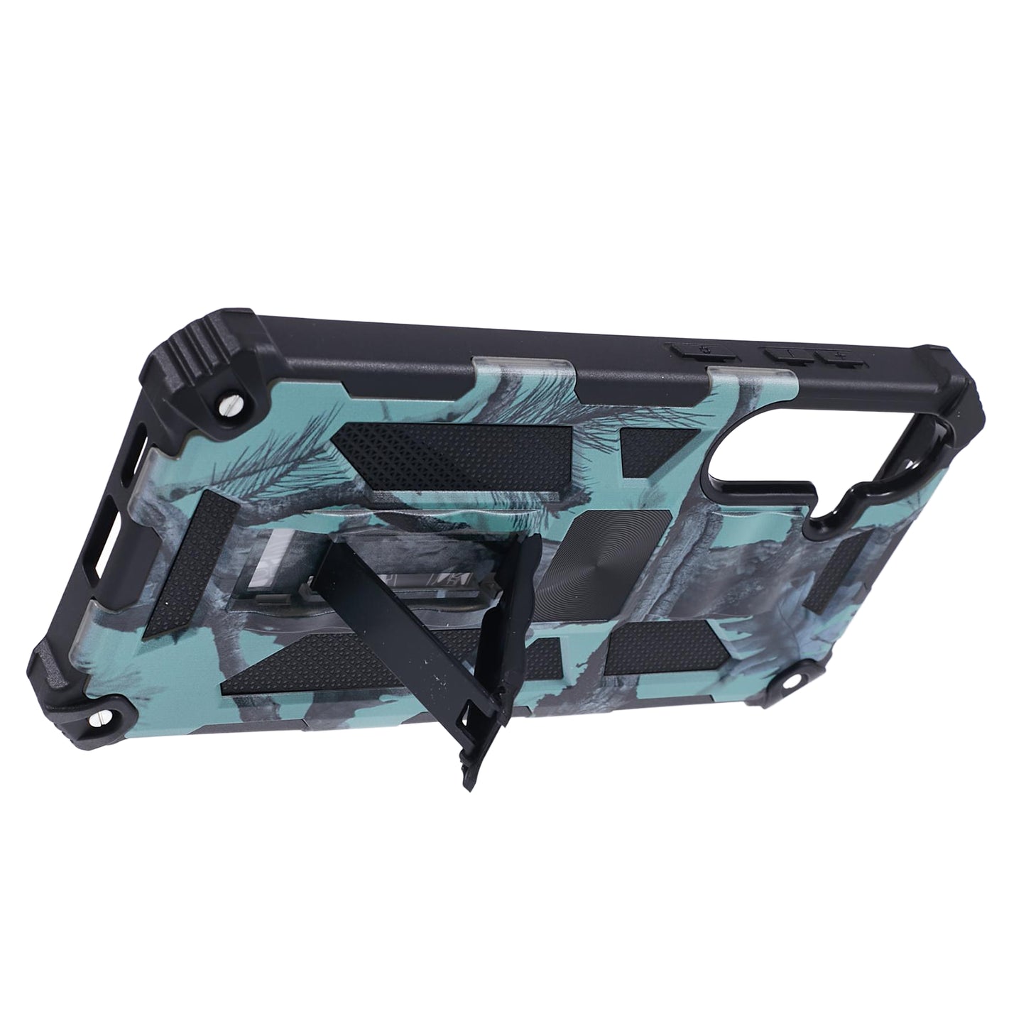 For Samsung Galaxy S24+ Case Camouflage Pattern Kickstand Protective Phone Cover - Light Green
