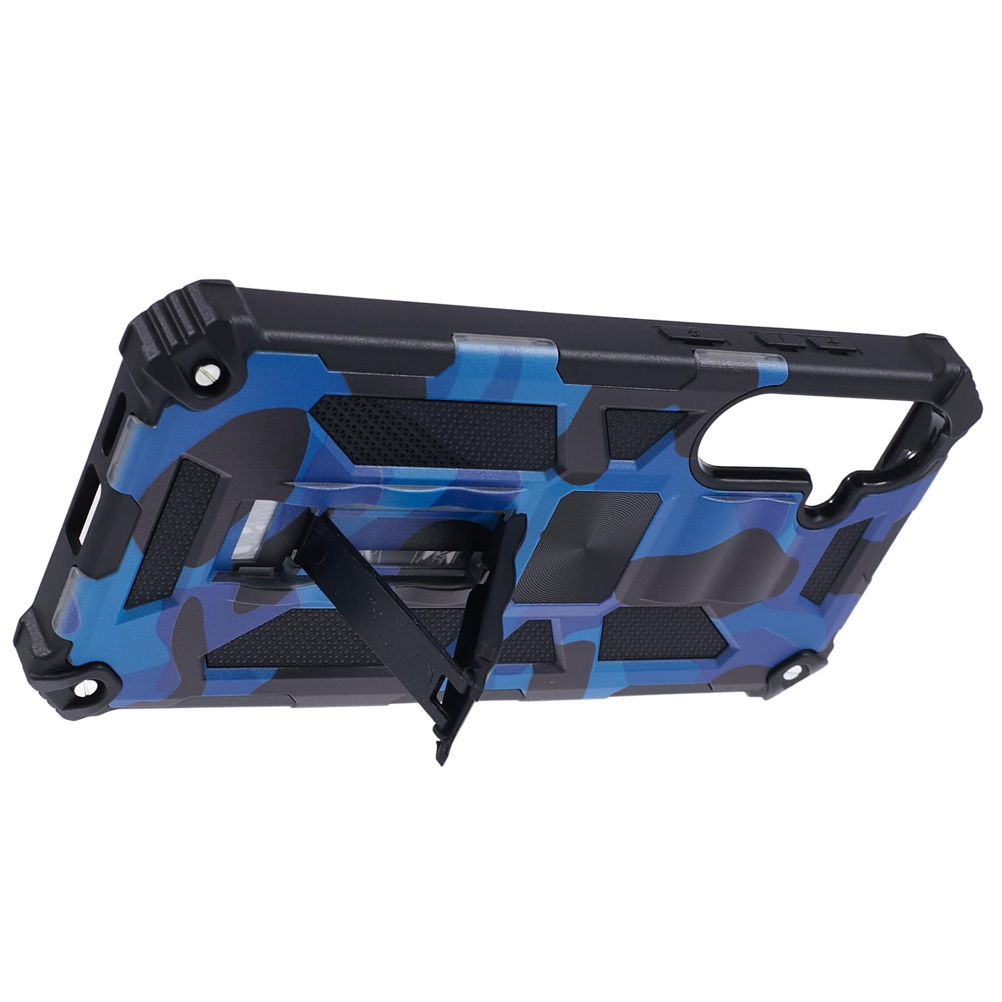 For Samsung Galaxy S24+ Case Camouflage Pattern Kickstand Protective Phone Cover - Blue