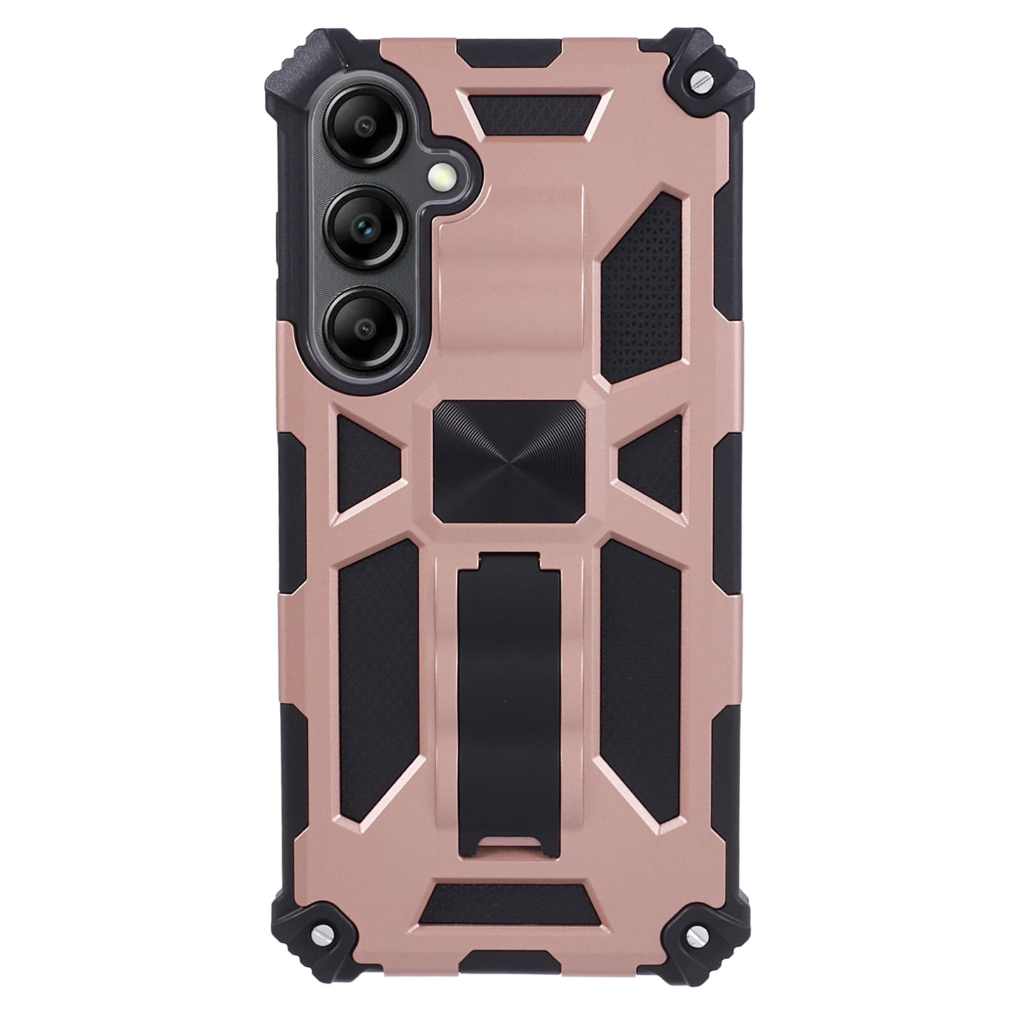 For Samsung Galaxy S24+ Kickstand Case Hybrid Hard PC Soft TPU Shockproof Phone Cover - Rose Gold