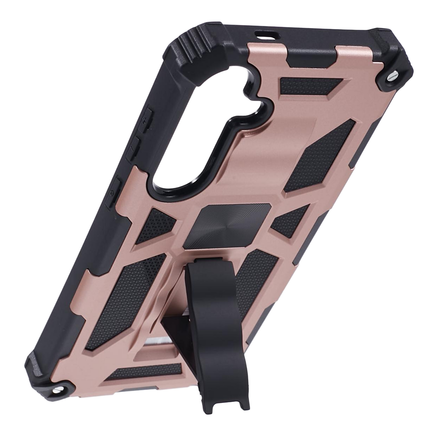 For Samsung Galaxy S24+ Kickstand Case Hybrid Hard PC Soft TPU Shockproof Phone Cover - Rose Gold