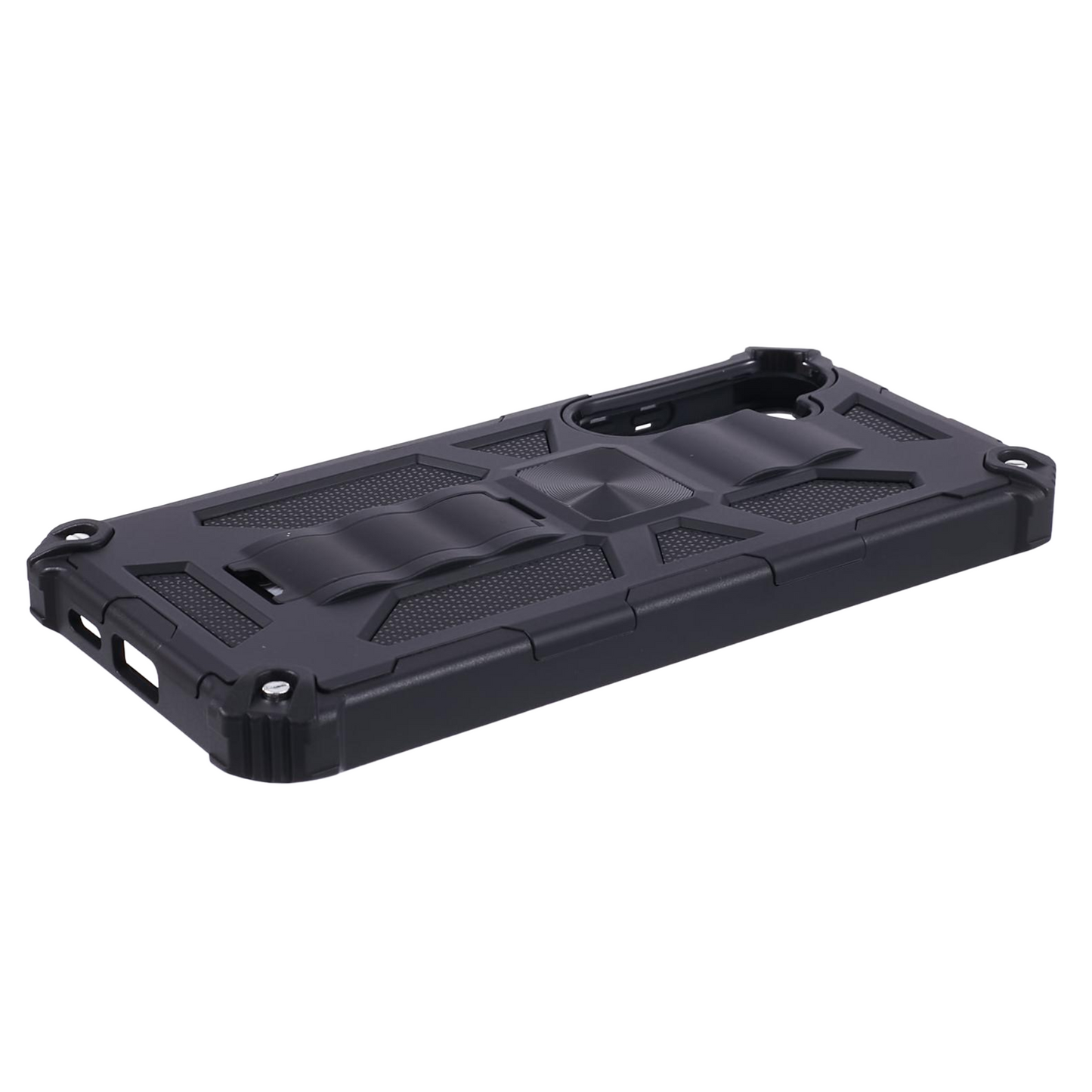 For Samsung Galaxy S24+ Kickstand Case Hybrid Hard PC Soft TPU Shockproof Phone Cover - Black