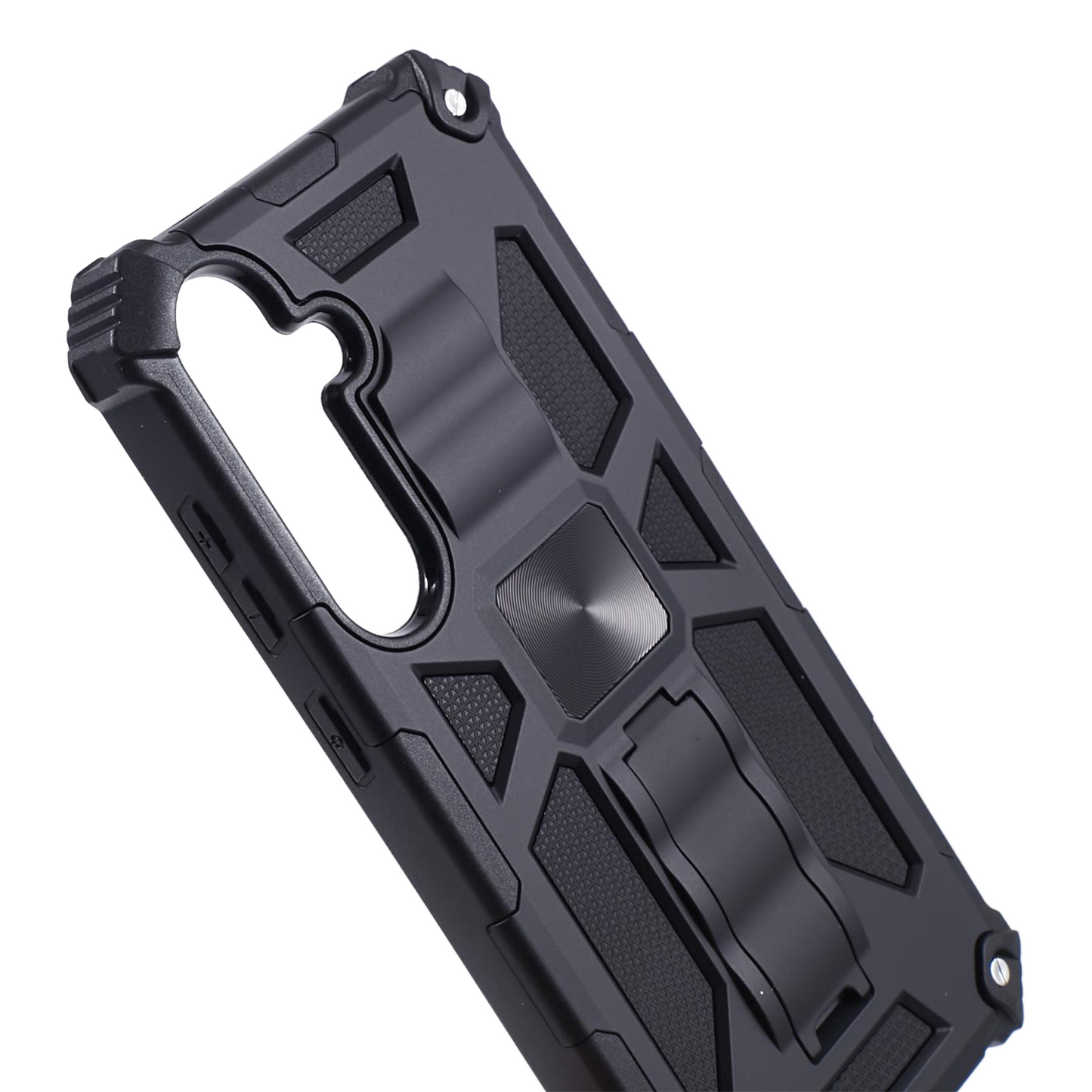For Samsung Galaxy S24+ Kickstand Case Hybrid Hard PC Soft TPU Shockproof Phone Cover - Black
