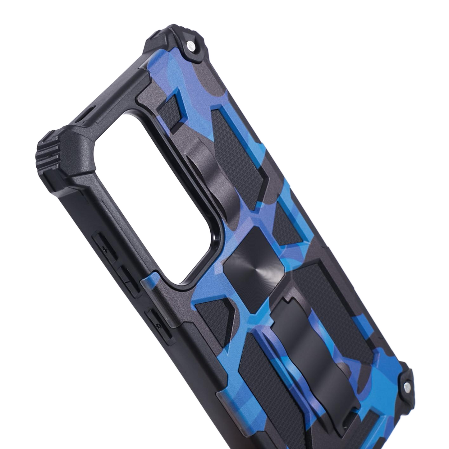 For Samsung Galaxy S24 Ultra Case Camouflage Kickstand Plastic+TPU Cell Phone Cover - Blue