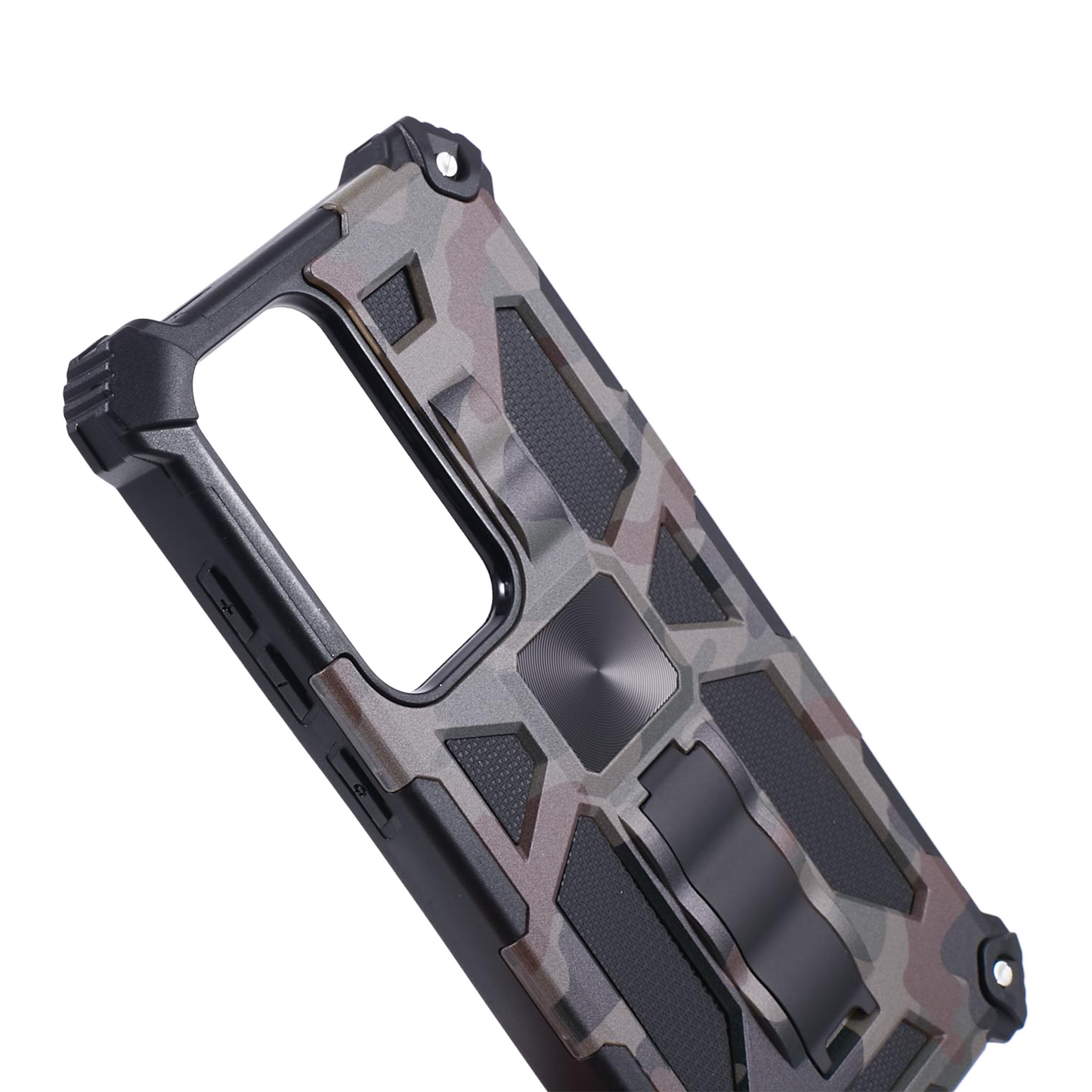 For Samsung Galaxy S24 Ultra Case Camouflage Kickstand Plastic+TPU Cell Phone Cover - Army Green