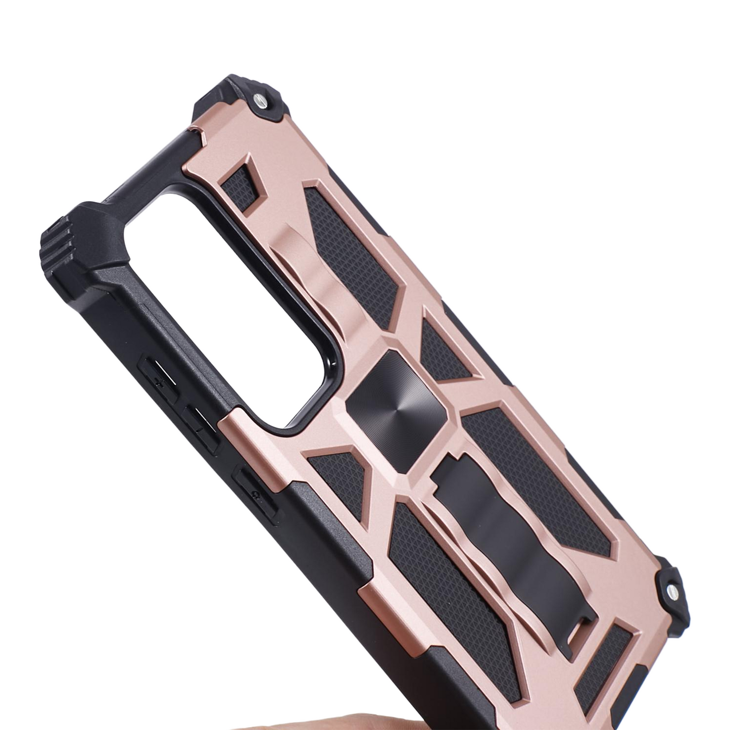 For Samsung Galaxy S24 Ultra Case PC + TPU Anti-drop Phone Cover with Kickstand - Rose Gold