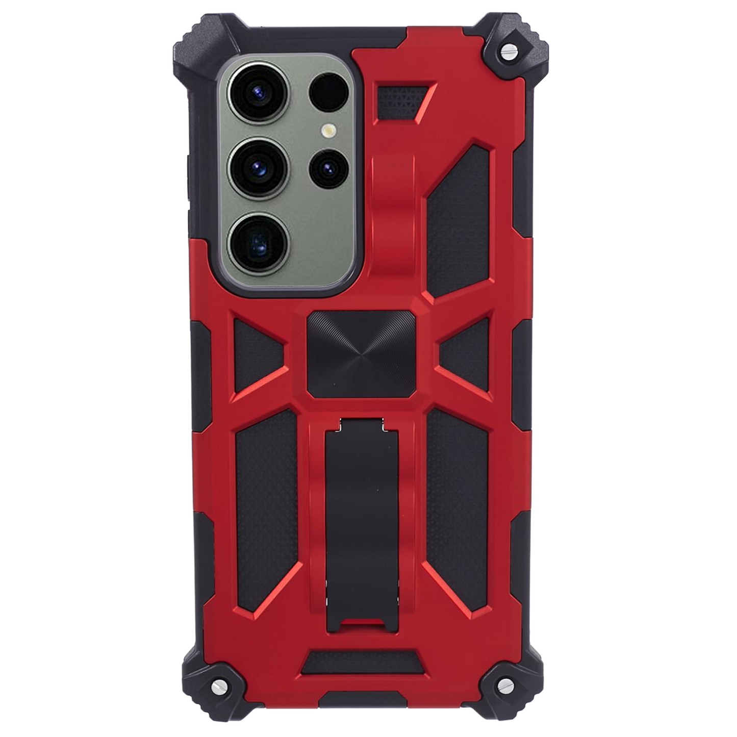 For Samsung Galaxy S24 Ultra Case PC + TPU Anti-drop Phone Cover with Kickstand - Red