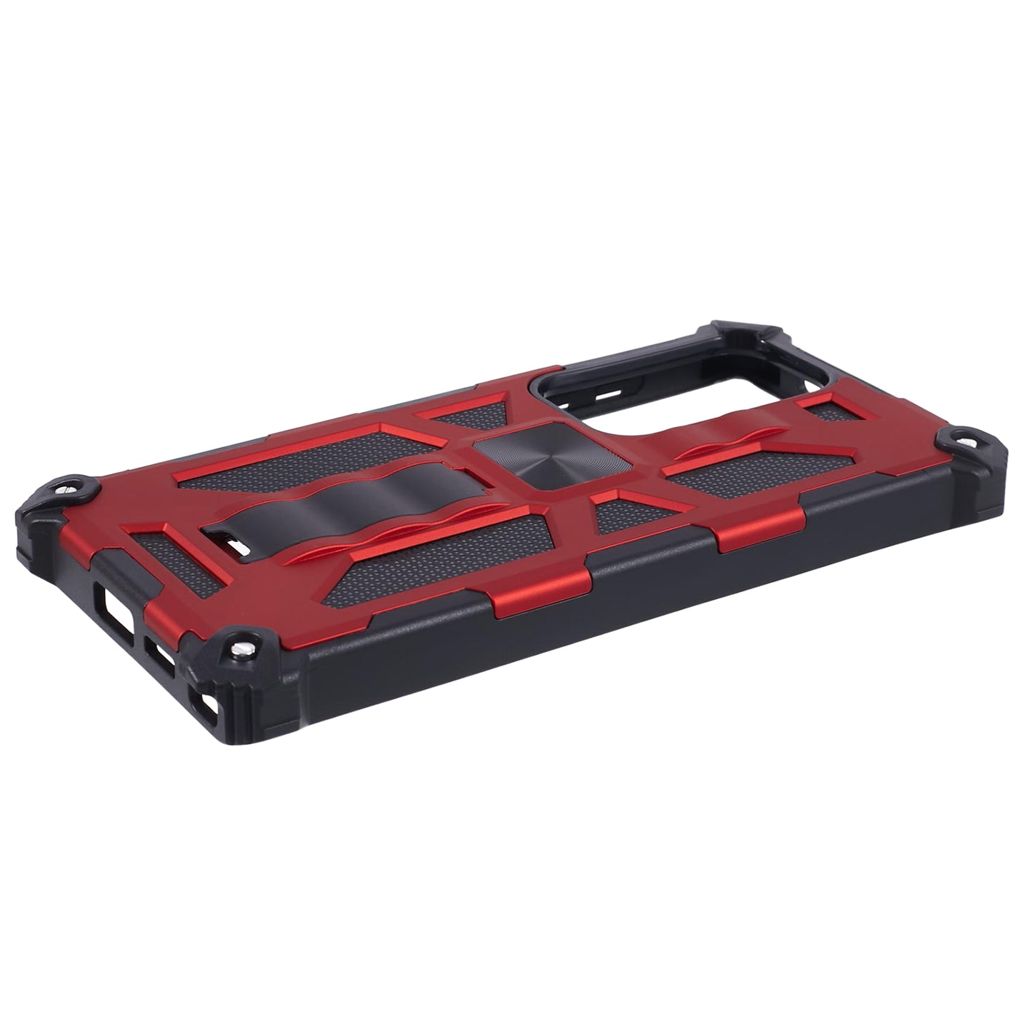 For Samsung Galaxy S24 Ultra Case PC + TPU Anti-drop Phone Cover with Kickstand - Red