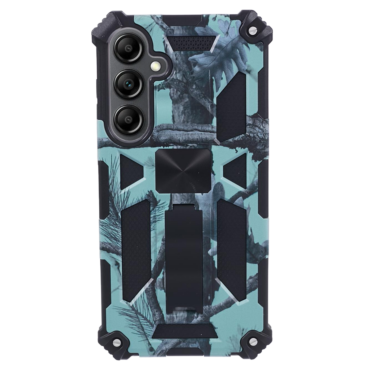 For Samsung Galaxy S24 Camouflage Pattern Case Kickstand TPU+PC Phone Cover - Light Green