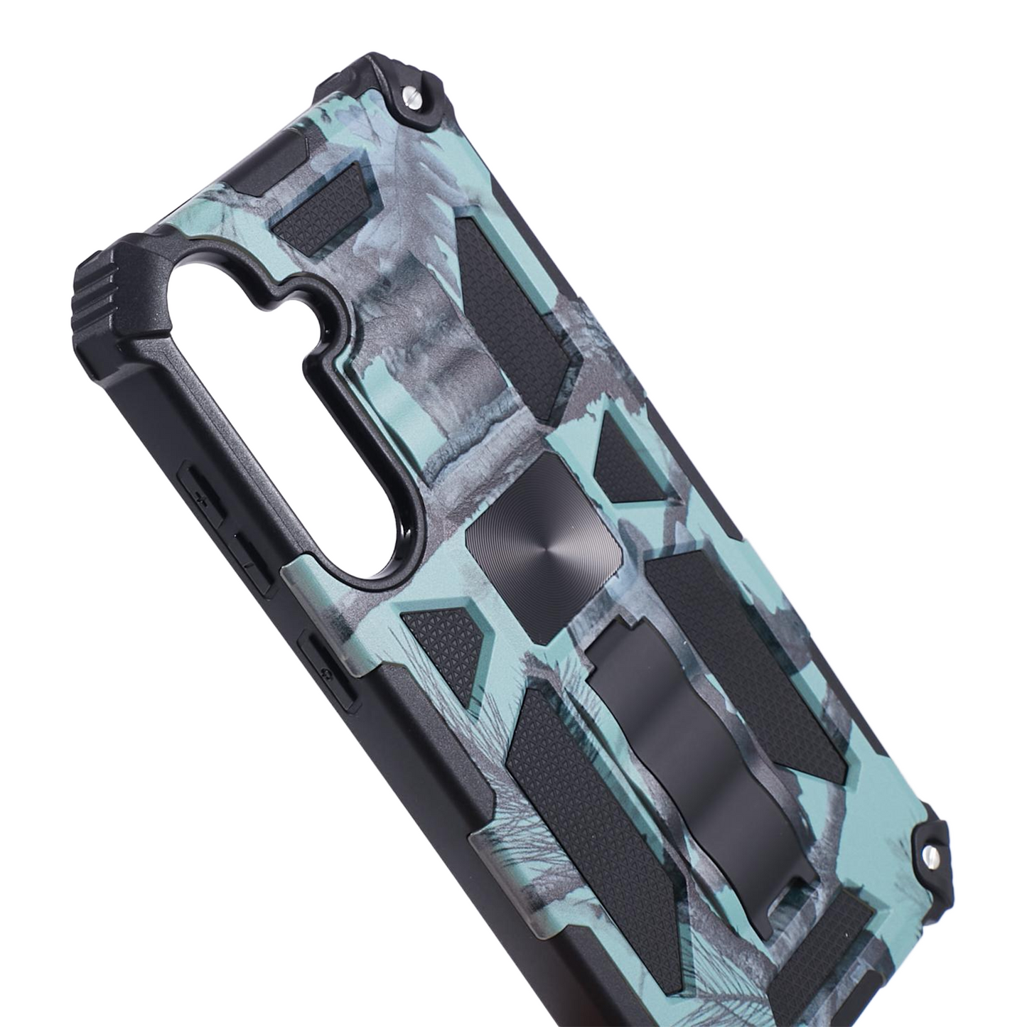 For Samsung Galaxy S24 Camouflage Pattern Case Kickstand TPU+PC Phone Cover - Light Green