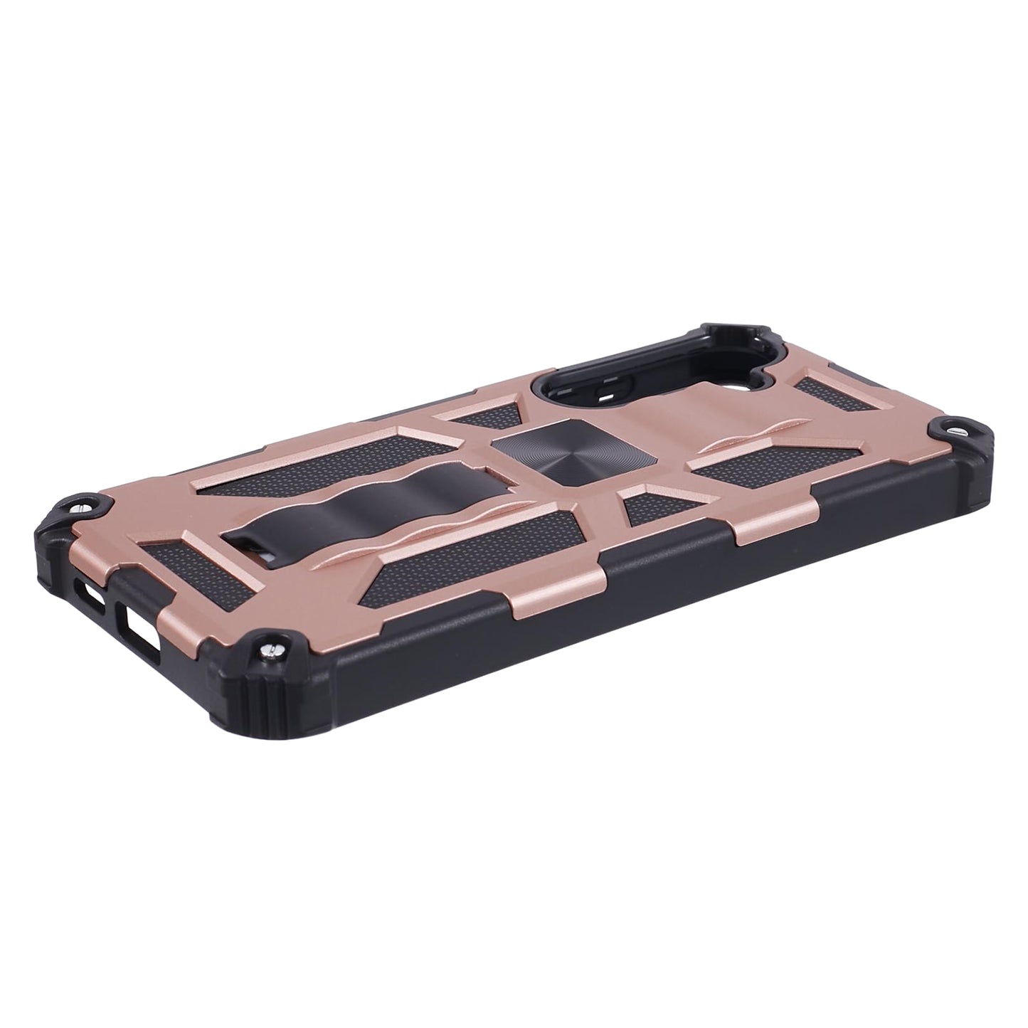 For Samsung Galaxy S24 Case Kickstand Protective Phone Cover Work with Magnetic Car Mount - Rose Gold