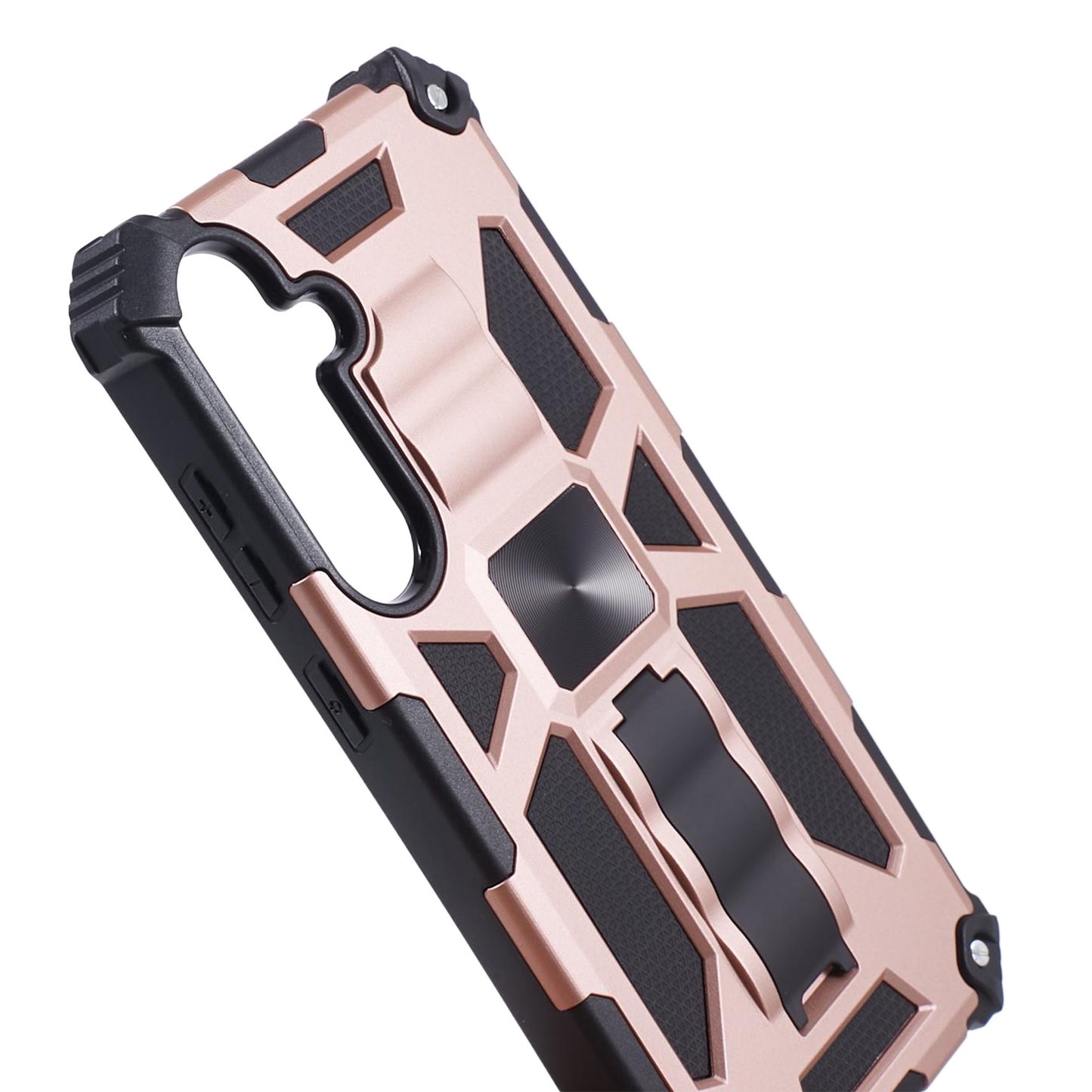 For Samsung Galaxy S24 Case Kickstand Protective Phone Cover Work with Magnetic Car Mount - Rose Gold