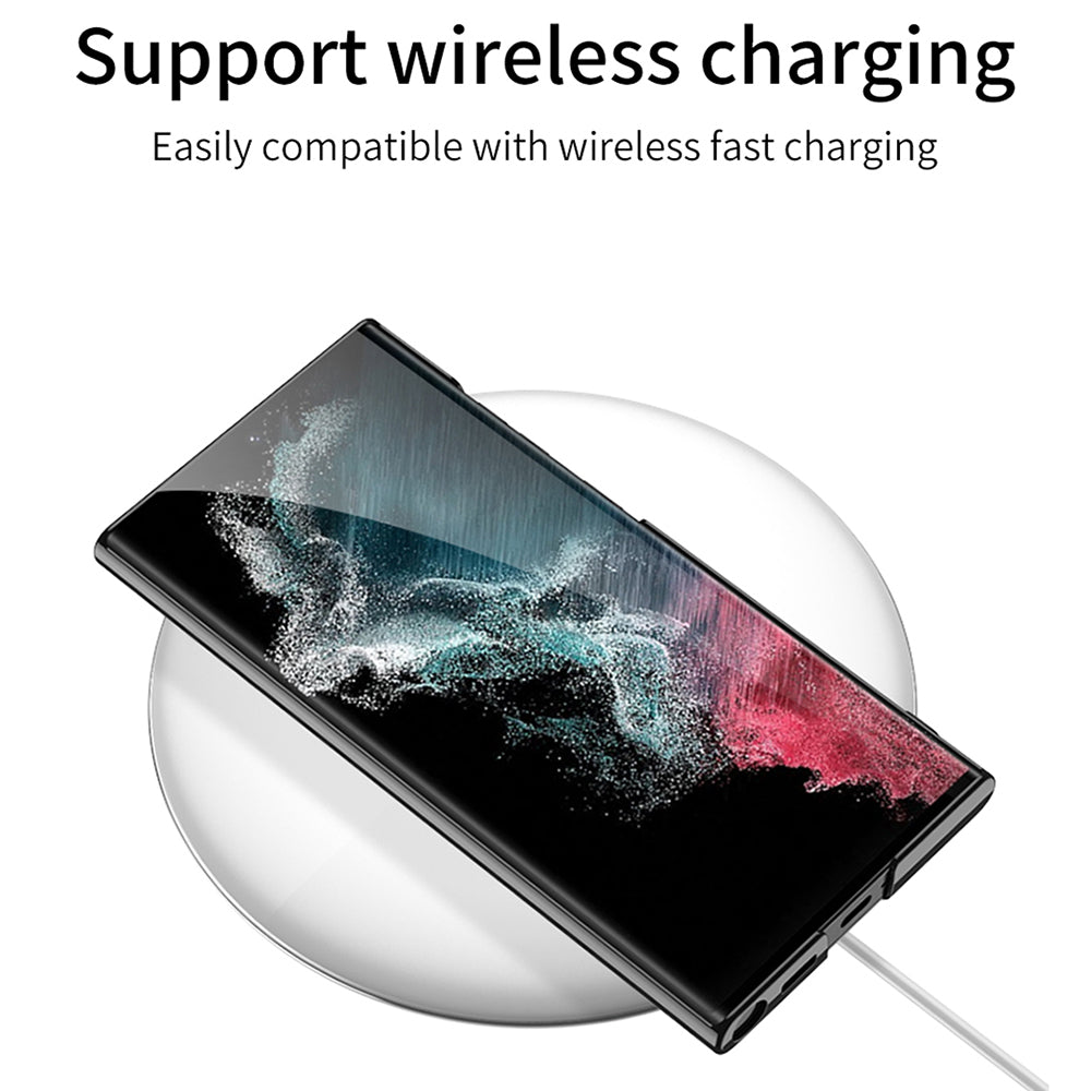 GKK For Samsung Galaxy S24 Ultra Phone Case Electroplating Scratch-proof Kickstand Protective Shell - Black