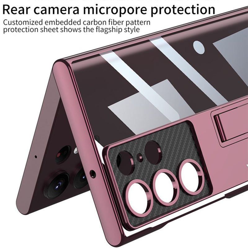 GKK For Samsung Galaxy S24 Ultra Phone Case Electroplating Scratch-proof Kickstand Protective Shell - Black