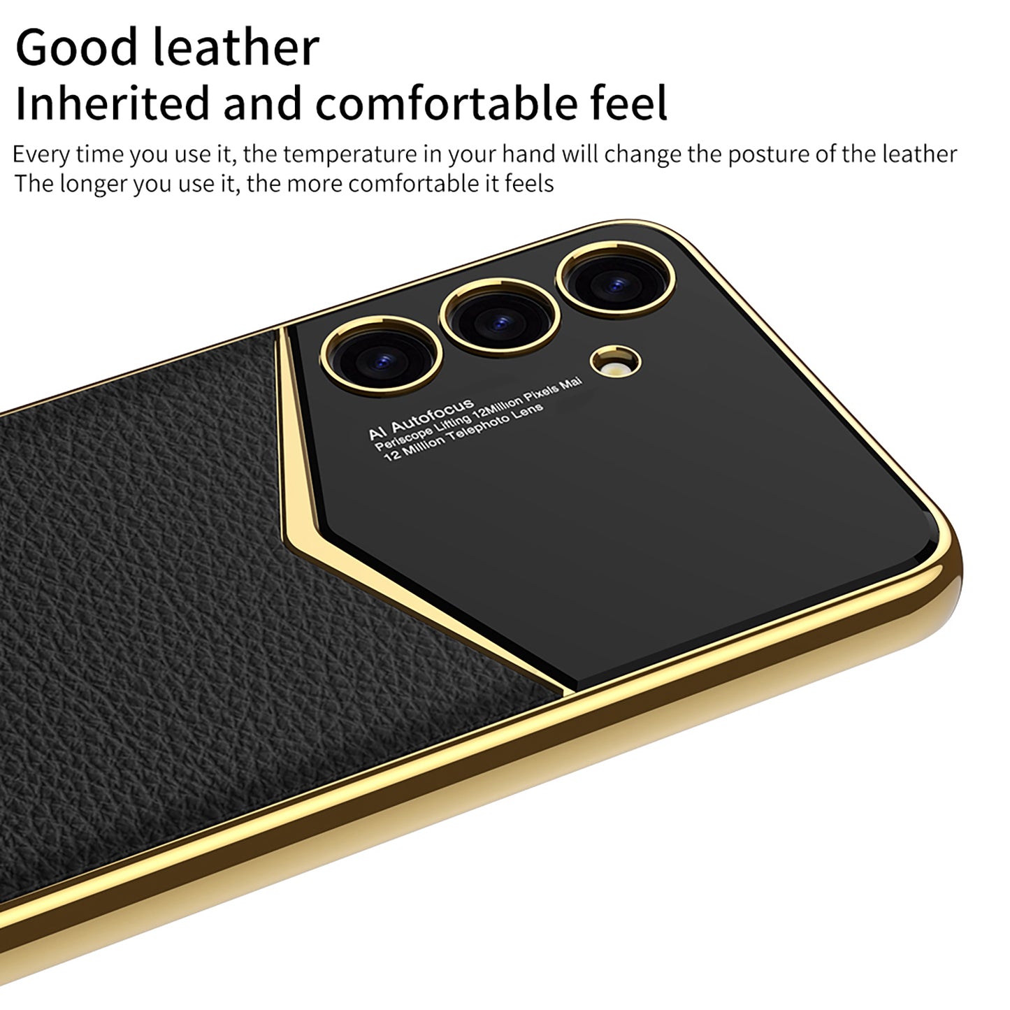 GKK For Samsung Galaxy S24+ Cell Phone Cases Electroplating PU Leather Coated PC+TPU Cover - Midnight Green