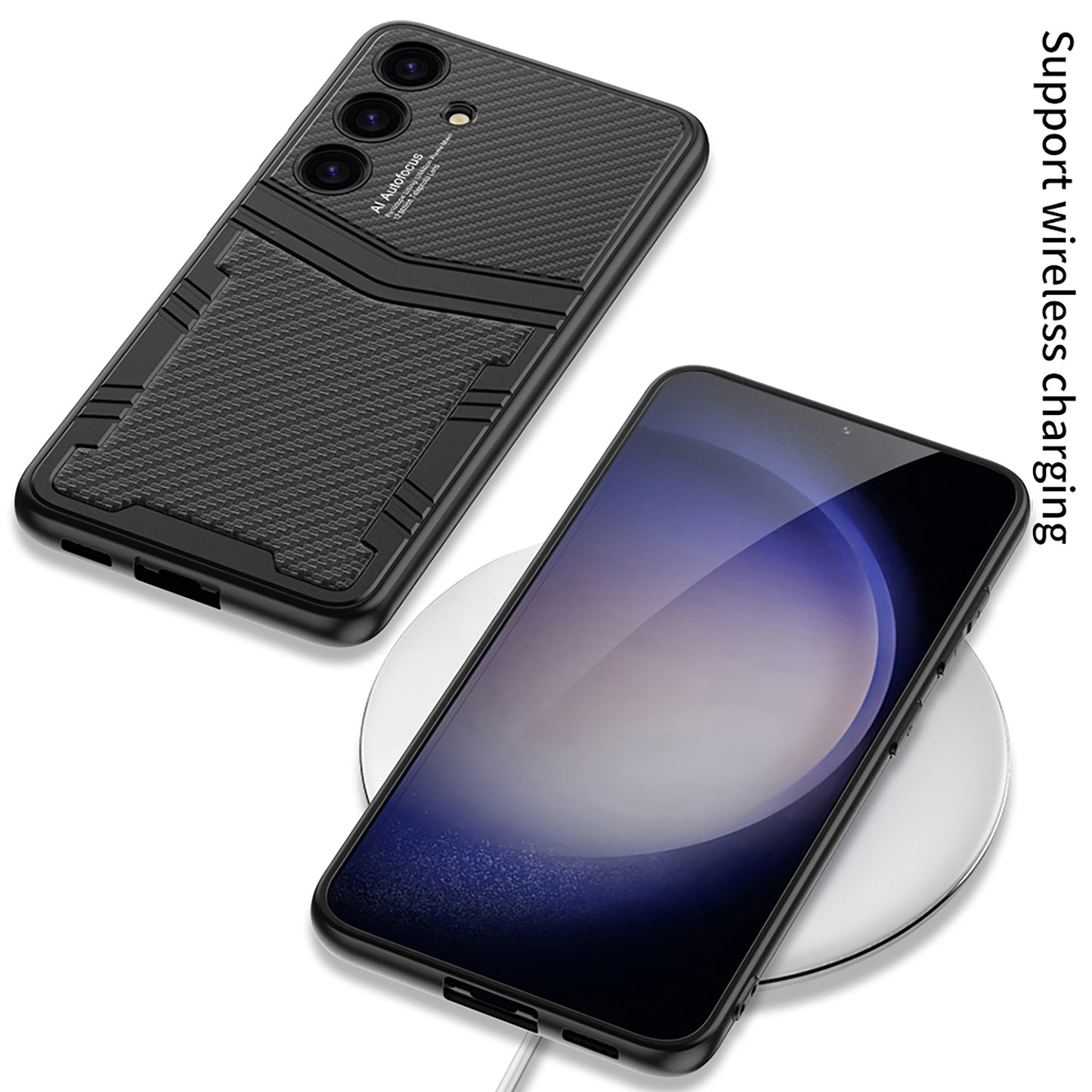 GKK For Samsung Galaxy S24 Case Textured PU Leather+PC+TPU Anti-drop Phone Cover - Brushed Texture