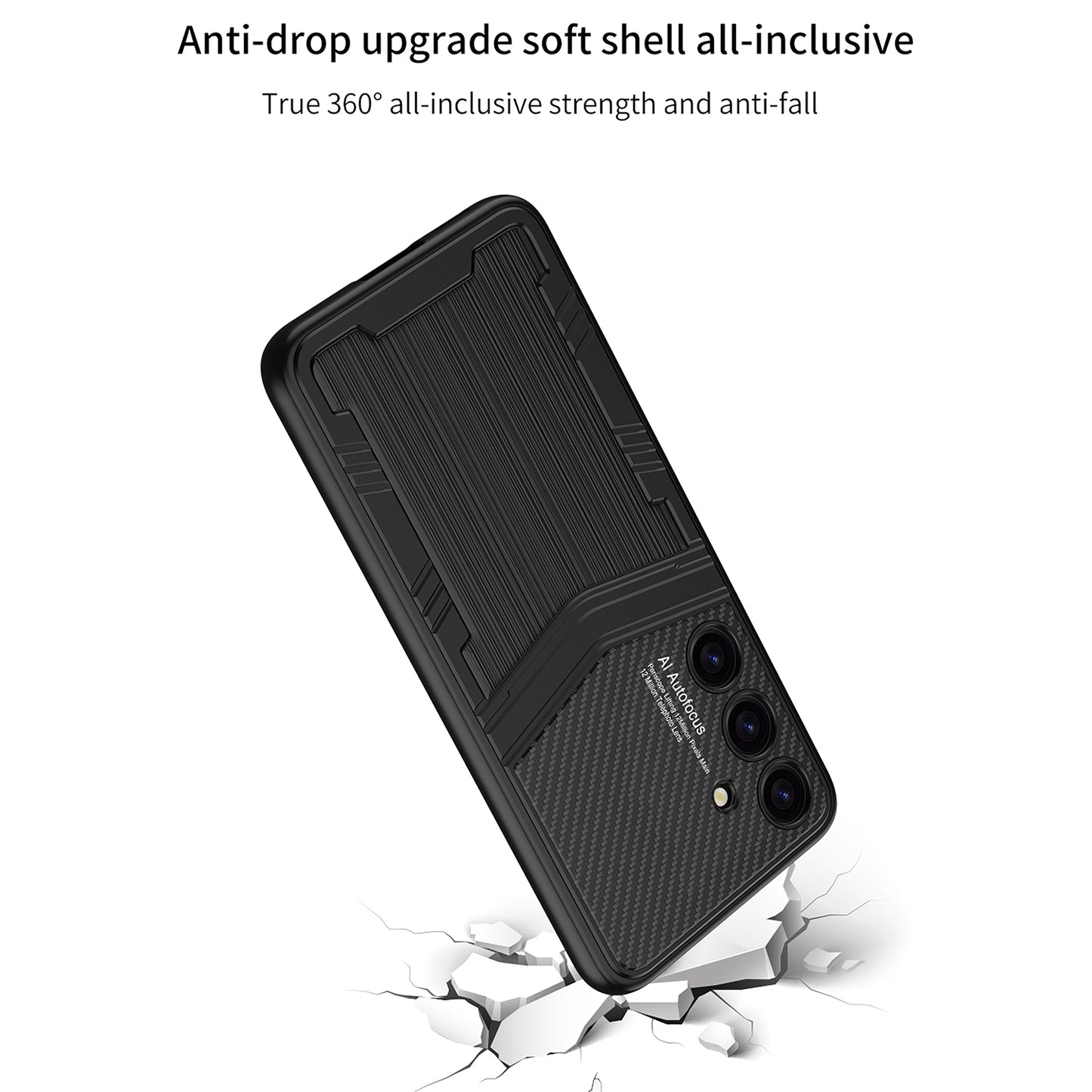 GKK For Samsung Galaxy S24 Case Textured PU Leather+PC+TPU Anti-drop Phone Cover - Brushed Texture