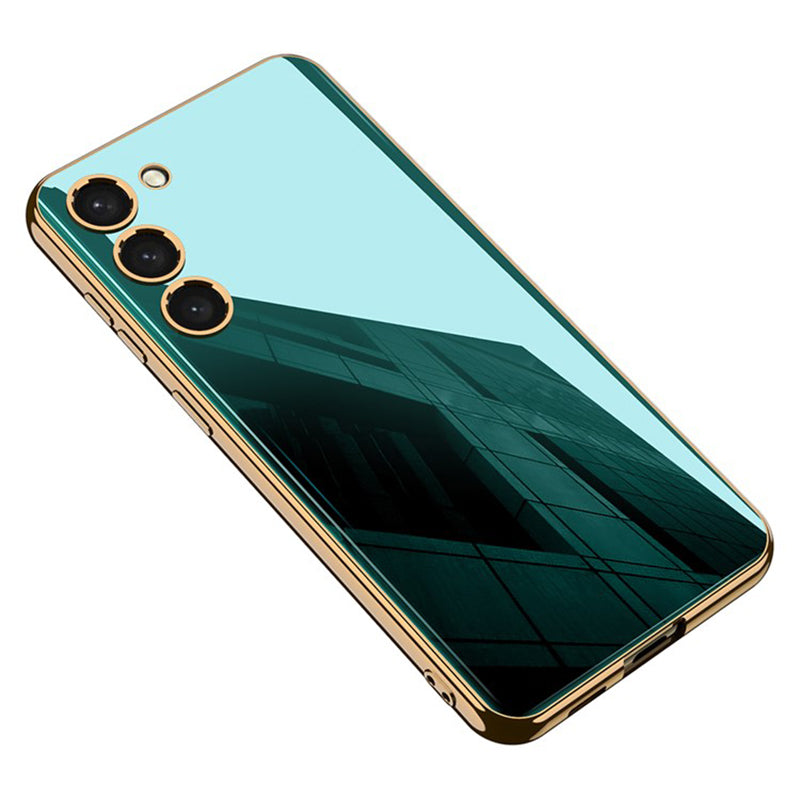 GKK For Samsung Galaxy S24 Phone Case Tempered Glass+PC+TPU Electroplating Edge Back Cover - Green