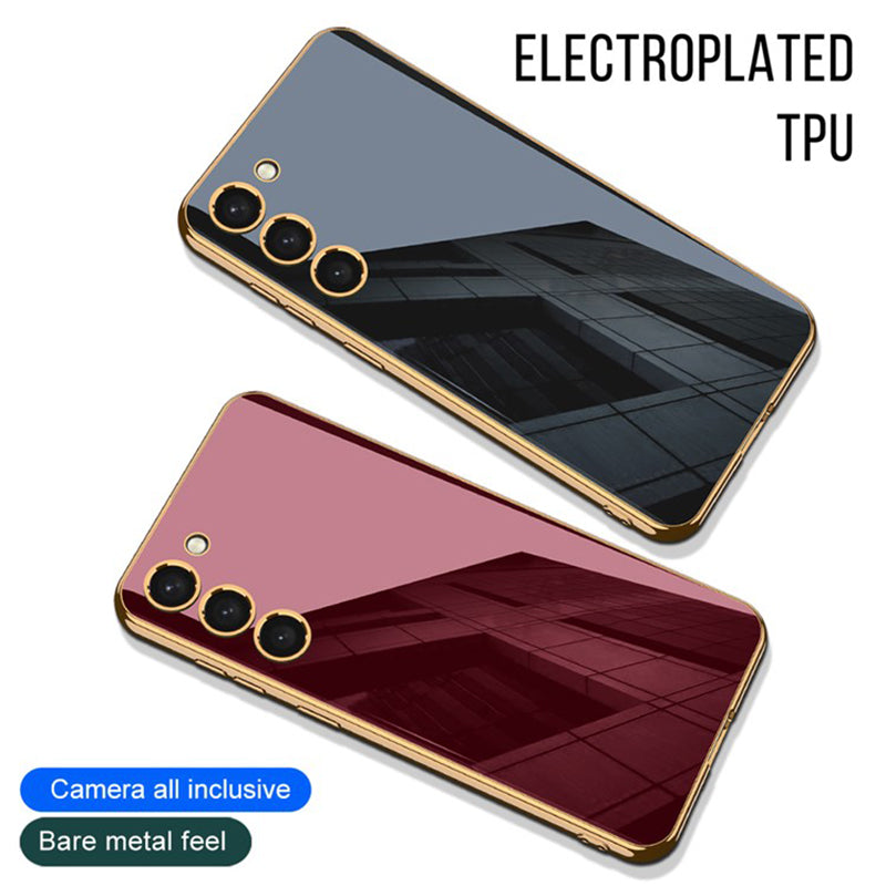 GKK For Samsung Galaxy S24+ Phone Case Electroplating Tempered Glass+PC+TPU Back Shell - White