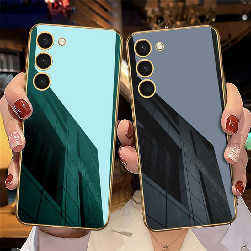 GKK For Samsung Galaxy S24+ Phone Case Electroplating Tempered Glass+PC+TPU Back Shell - White