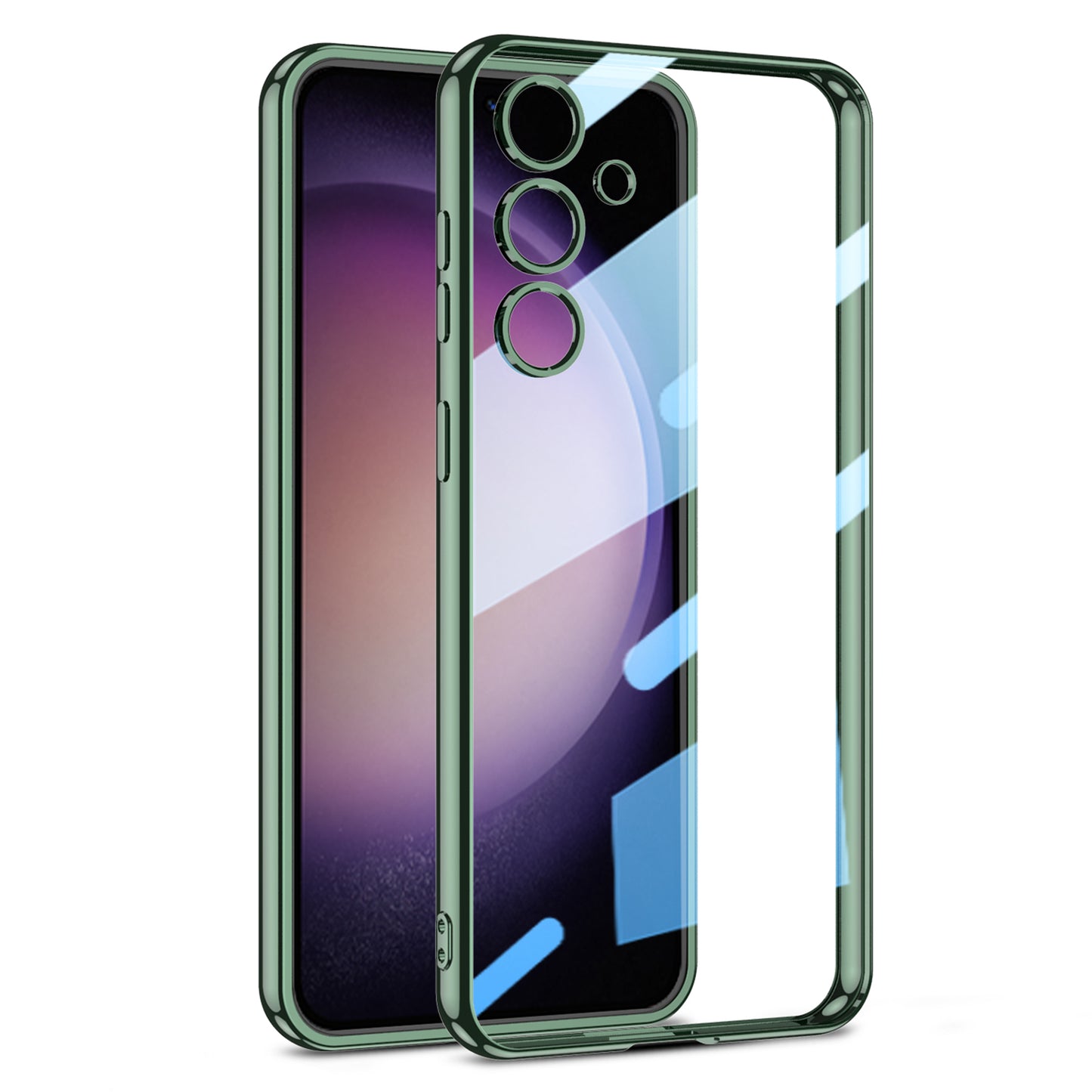 GKK For Samsung Galaxy S24+ Shockproof Case Anti-Scratch Electroplating TPU Clear Phone Cover - Midnight Green