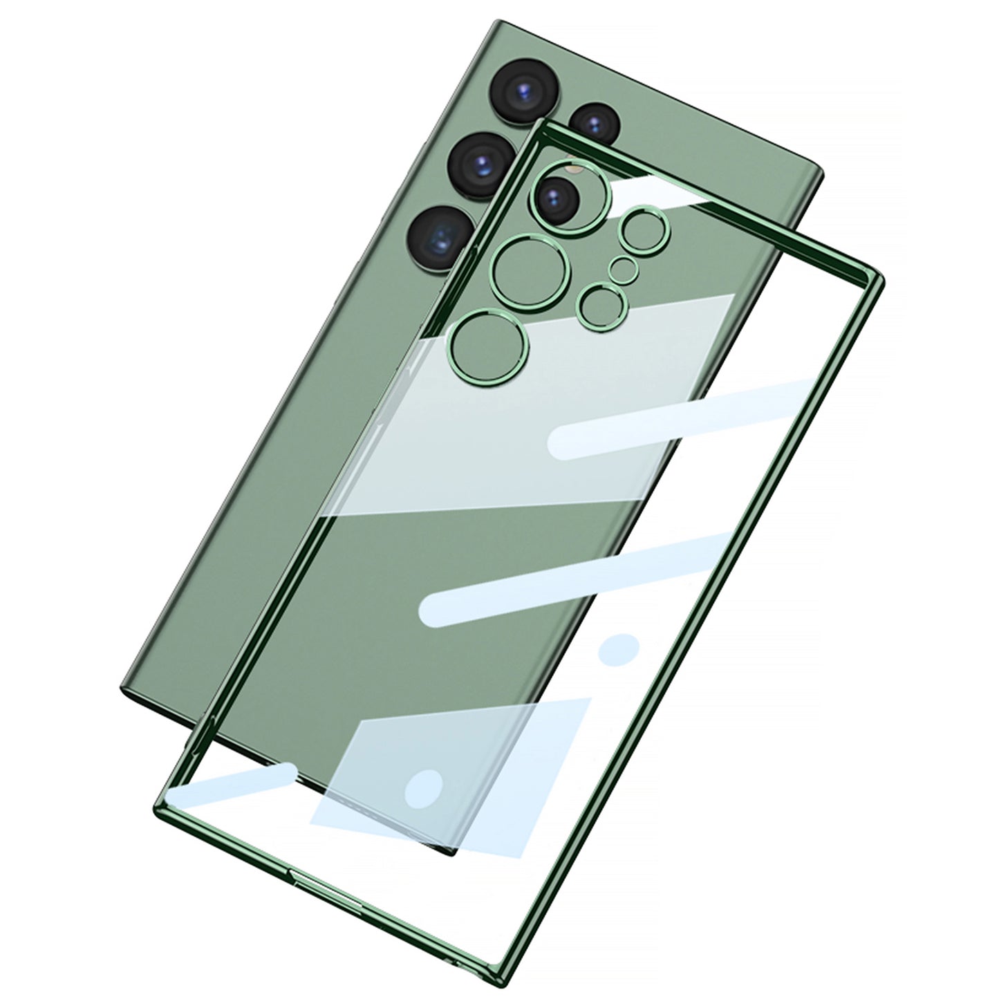 GKK For Samsung Galaxy S24 Ultra Protective Case Electroplating Crystal Clear TPU Phone Cover - Midnight Green