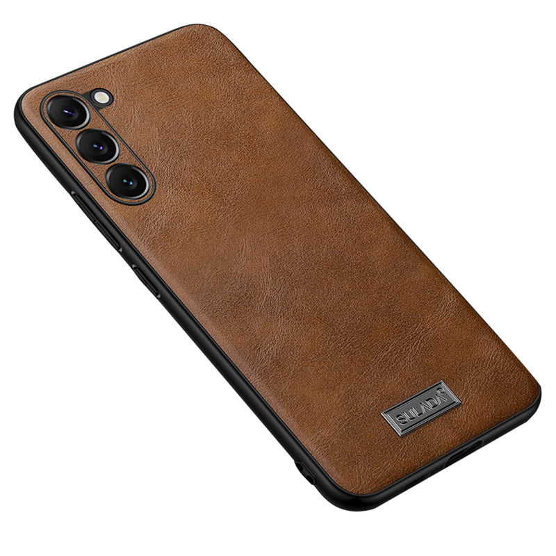 SULADA For Samsung Galaxy S24+ Cell Phone Cases PU Leather+TPU+PC Anti-drop Cover - Brown
