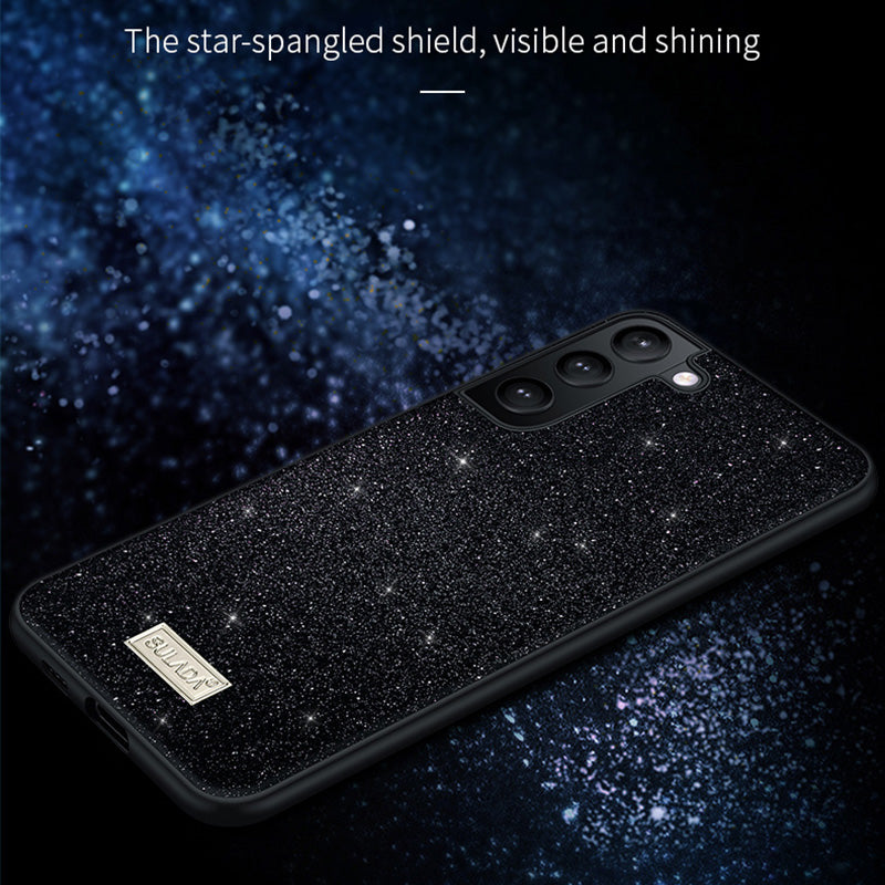 SULADA Cell Phone Cases for Samsung Galaxy S24+ PU Leather+PC+TPU Glitter Sequins Cover - Purple