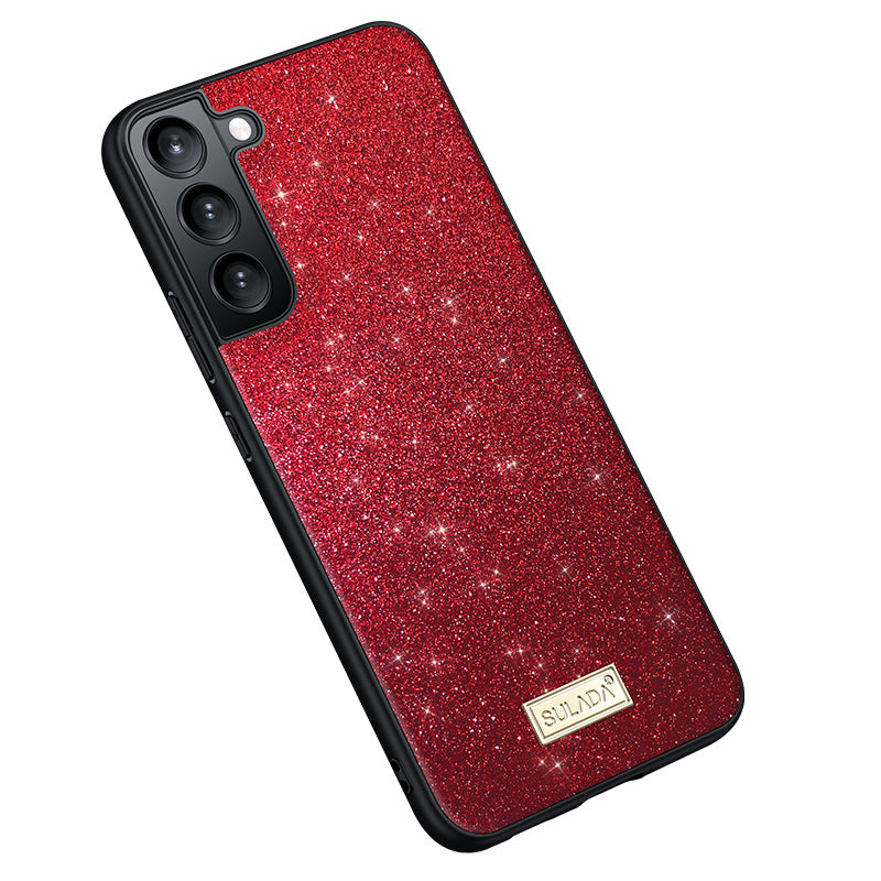SULADA Cell Phone Cases for Samsung Galaxy S24+ PU Leather+PC+TPU Glitter Sequins Cover - Red