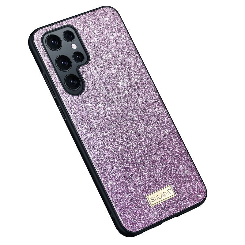 SULADA For Samsung Galaxy S24 Ultra PU Leather+PC+TPU Cell Phone Cases Glitter Sequins Back Cover - Purple