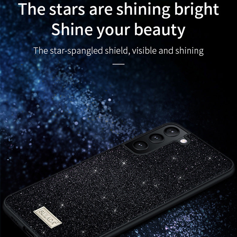 SULADA For Samsung Galaxy S24 Ultra PU Leather+PC+TPU Cell Phone Cases Glitter Sequins Back Cover - Red