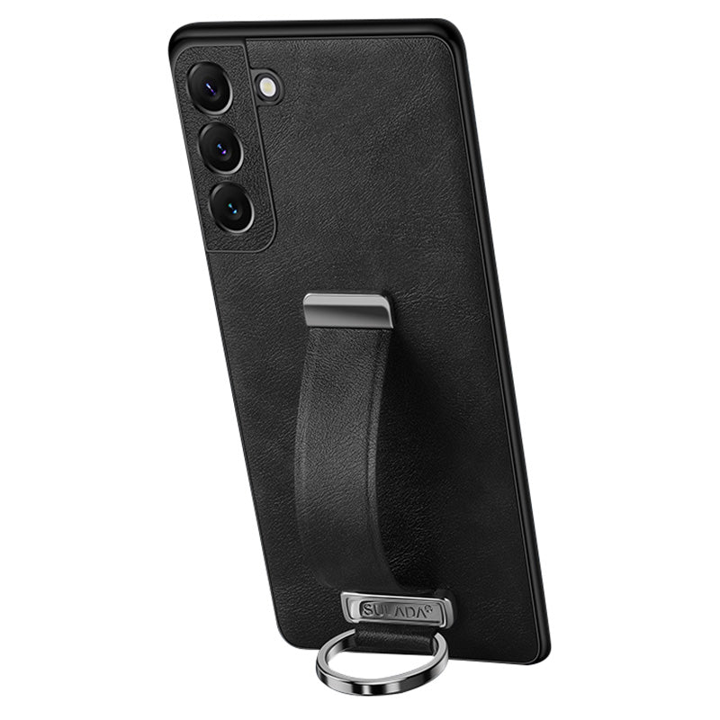 SULADA Fashion Series for Samsung Galaxy S24+ Case Leather+PC+TPU Crazy Horse Phone Back Shell - Black