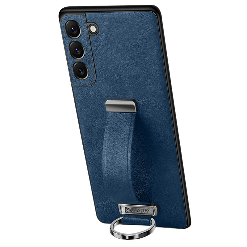 SULADA Fashion Series for Samsung Galaxy S24 Case Shockproof Kickstand Phone Cover with Hand Strap - Blue