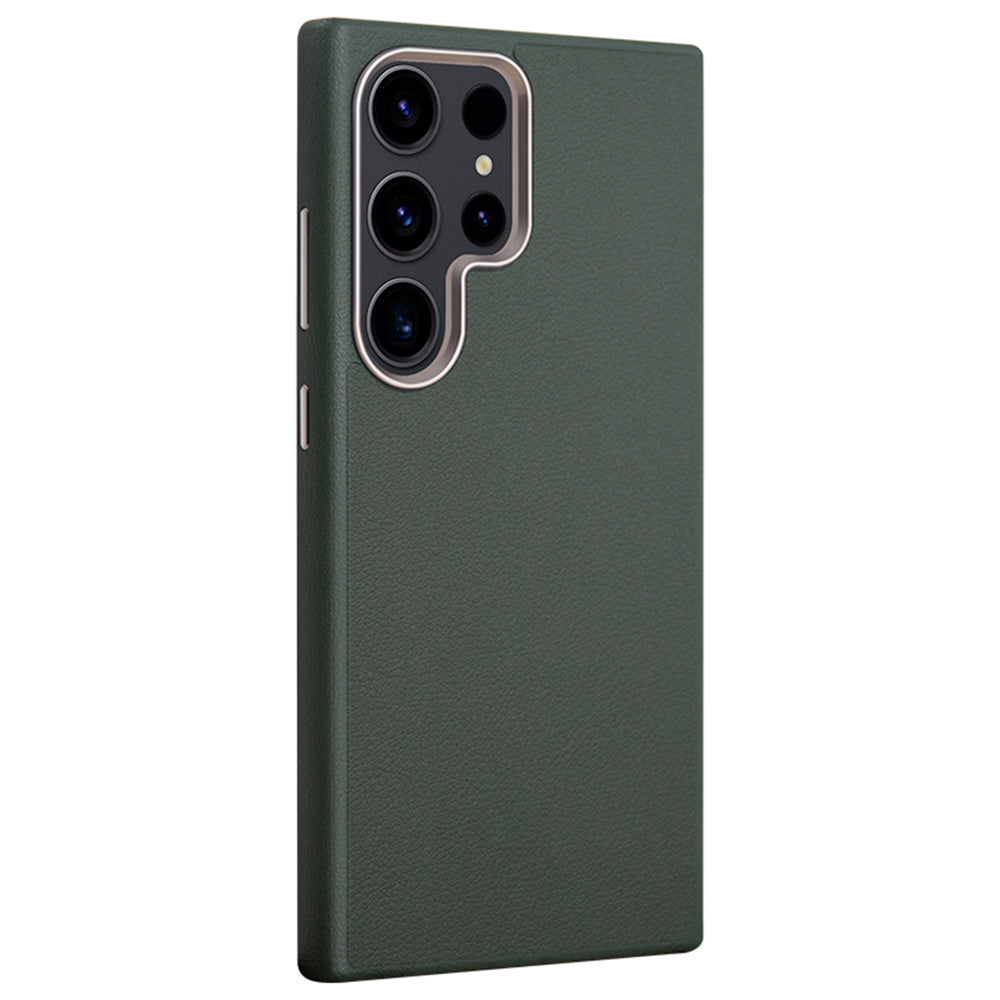 X-LEVEL For Samsung Galaxy S24 Ultra Phone Case PU Leather Coated PC Cover - Green