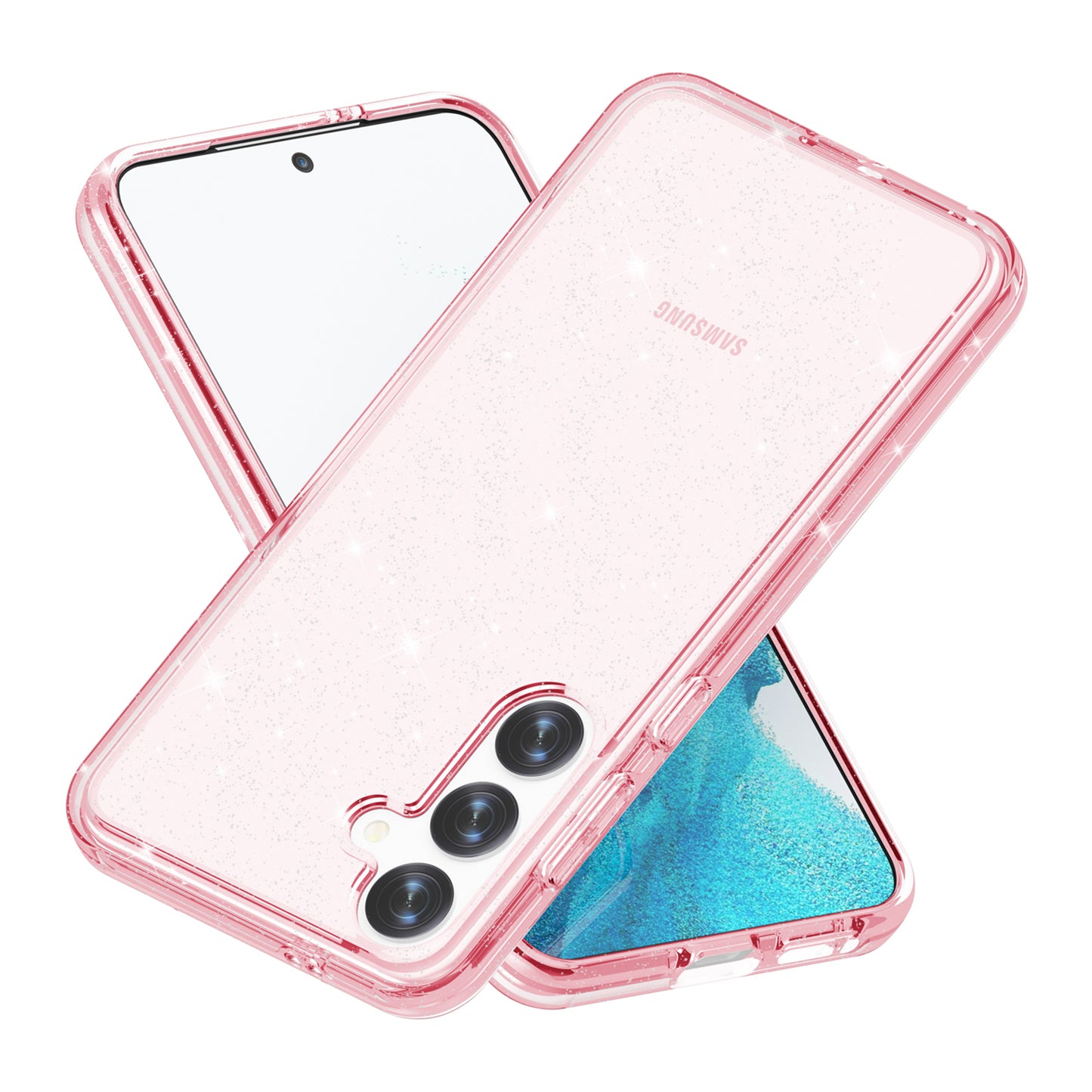 For Samsung Galaxy S24 Case Anti-scratch Sparkly Glitter Phone Cover - Pink