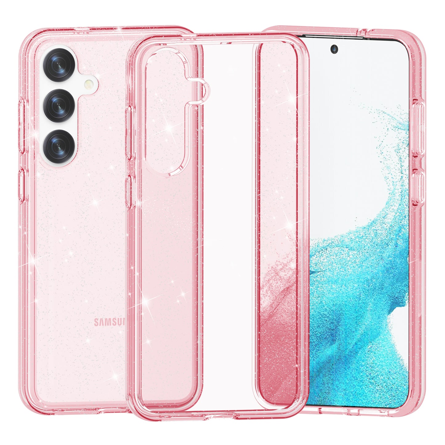 For Samsung Galaxy S24+ Case PC + TPU Shiny Glitter Phone Cover - Pink