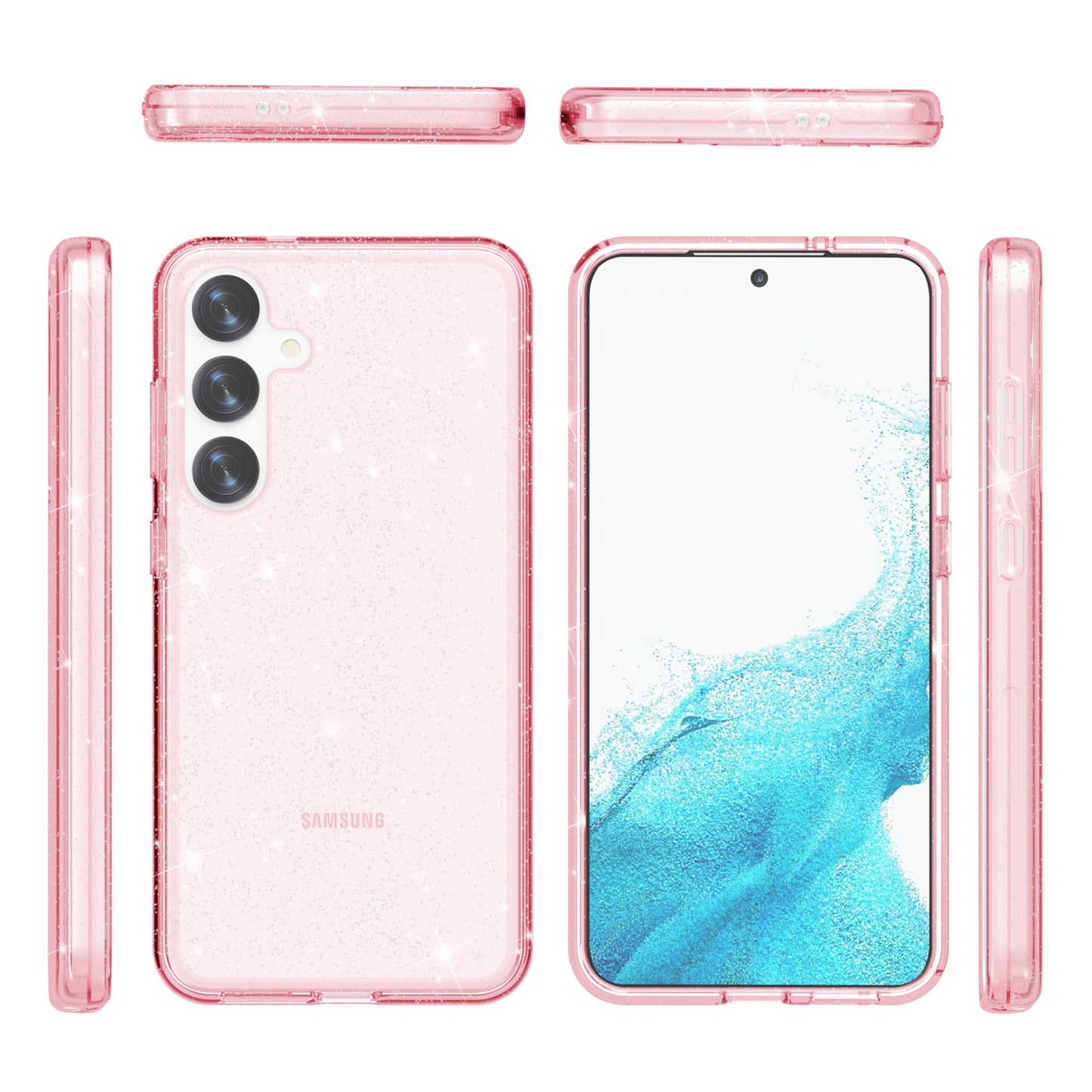For Samsung Galaxy S24+ Case PC + TPU Shiny Glitter Phone Cover - Pink