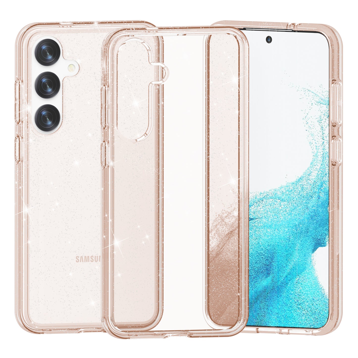 For Samsung Galaxy S24+ Case PC + TPU Shiny Glitter Phone Cover - Gold
